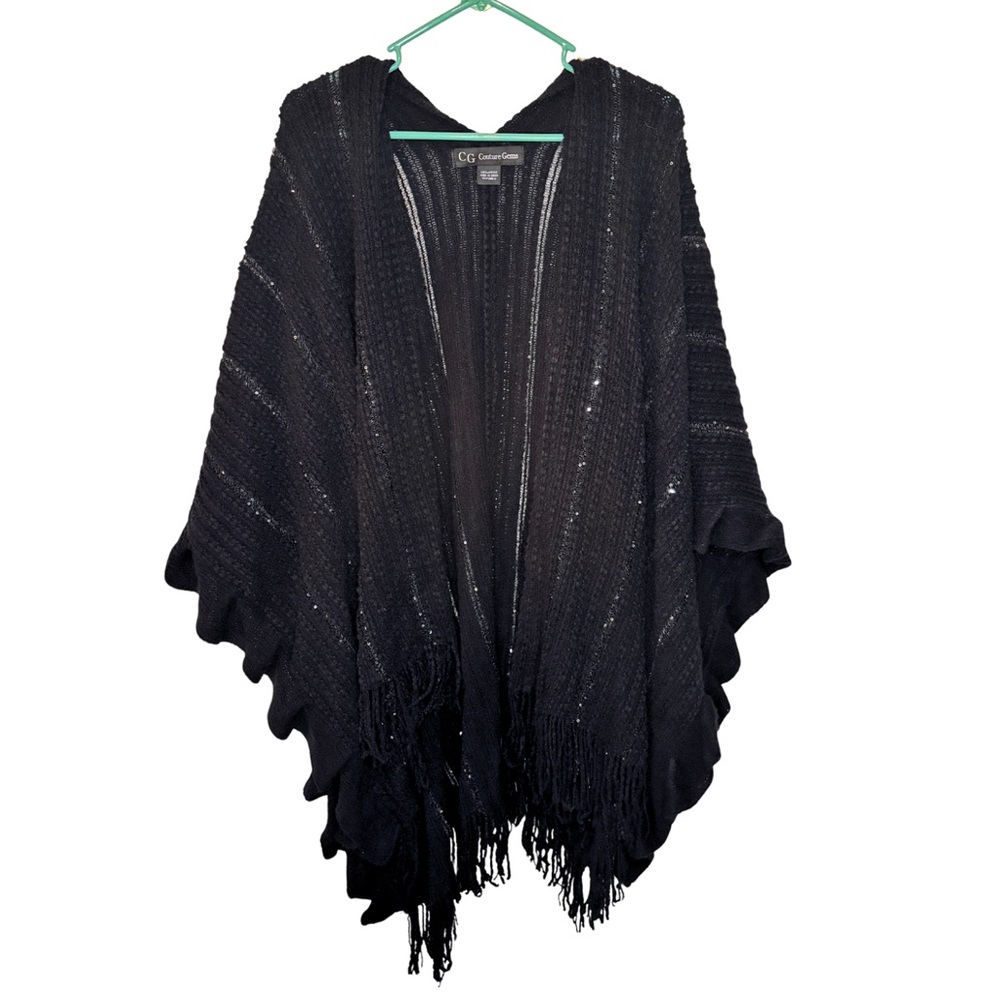 Couture Gems Black Shawl with Sequins